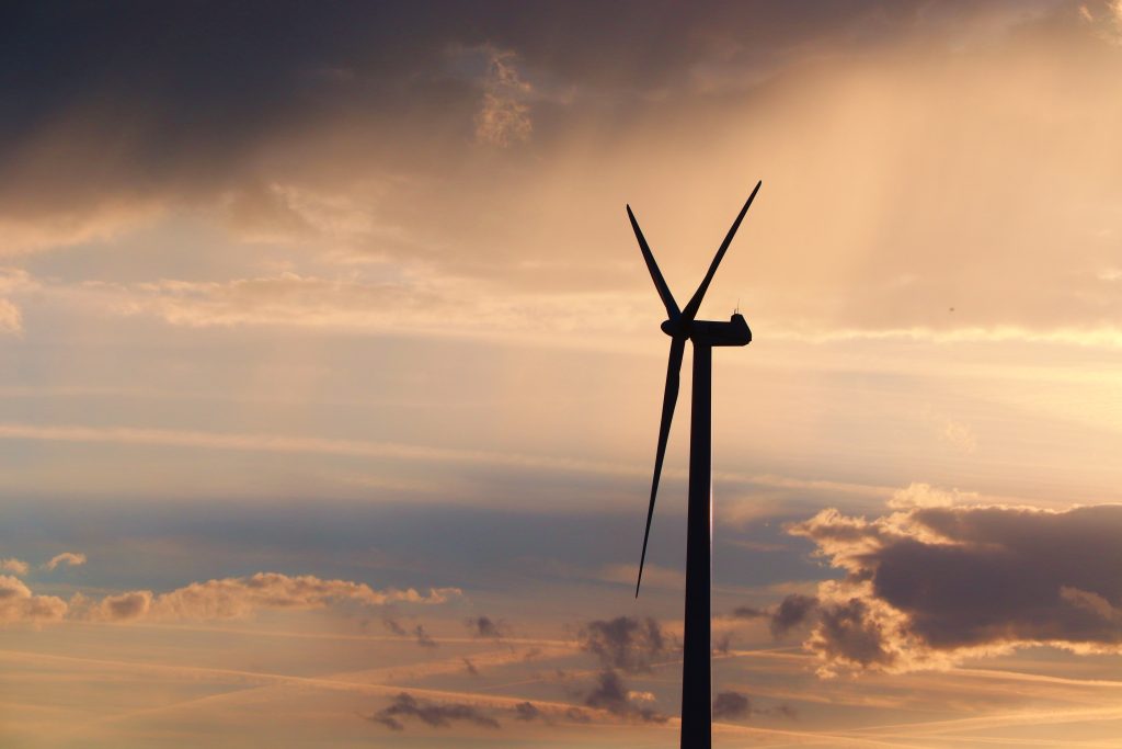 Wind turbine in the clouds